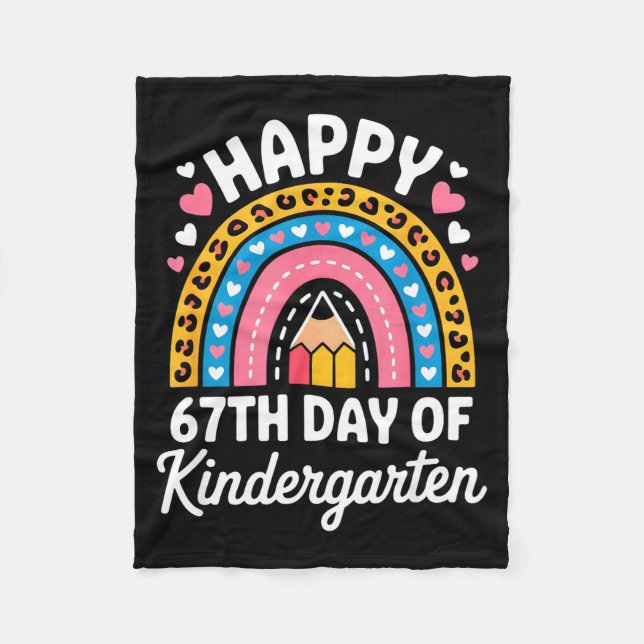 Happy 67th Day Of Kindergarten 67 Meme 6 7 Funny S Fleece Blanket (Front)