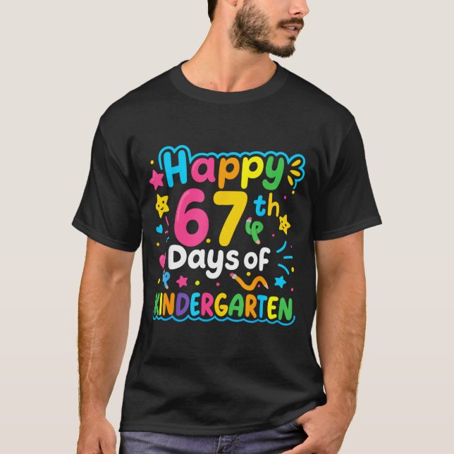 Happy 67th Day Of Kindergarten School Meme 67 Kids T-Shirt (Front)