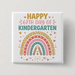 Happy 67th Day of Kindergarten Teacher Rainbow Button