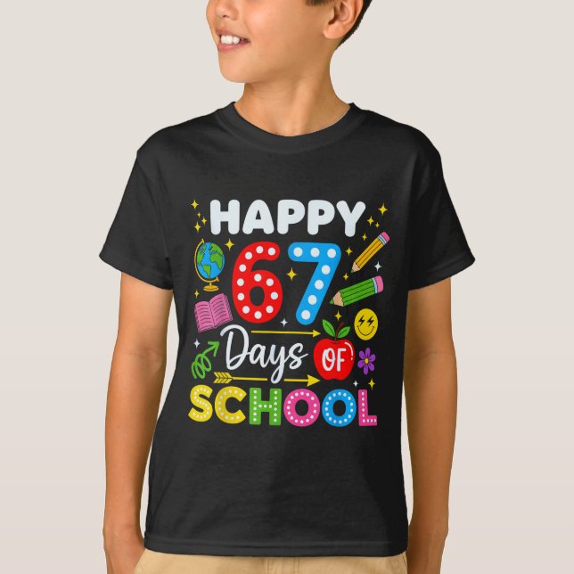 Happy 67th Day Of School 67 Days Of School Kids Bo T-Shirt (Front)