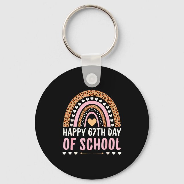 Happy 67th Day Of School 67 Days Rainbow Teachers  Keychain (Front)