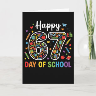 Happy 67th Day of School Colorful Teacher Polka Card