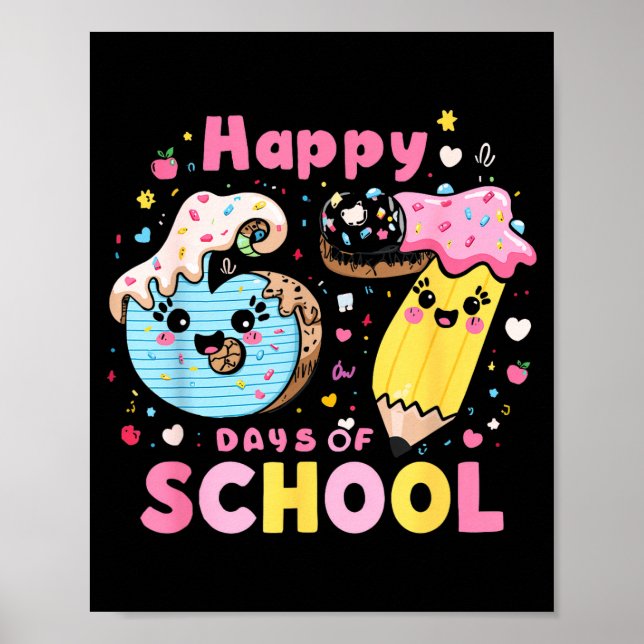 Happy 67th Day Of School Cute Ice Cream 100 Days S Poster (Front)