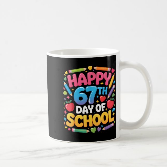 Happy 67th Day Of School Cute Teacher Student Desi Coffee Mug (Right)