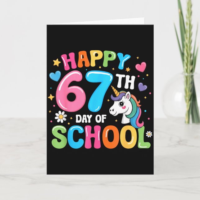 Happy 67th Day Of School Teachers Students 67 Meme Card (Front)