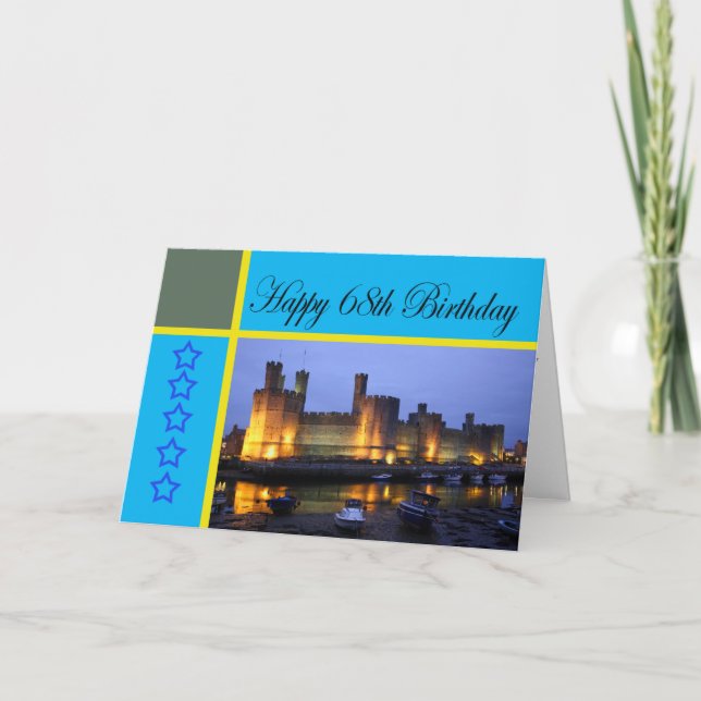 Happy 68th Birthday Caernarfon Castle Card (Front)