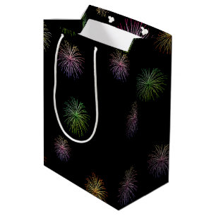 Happy 68th Birthday fireworks on black Medium Gift Bag