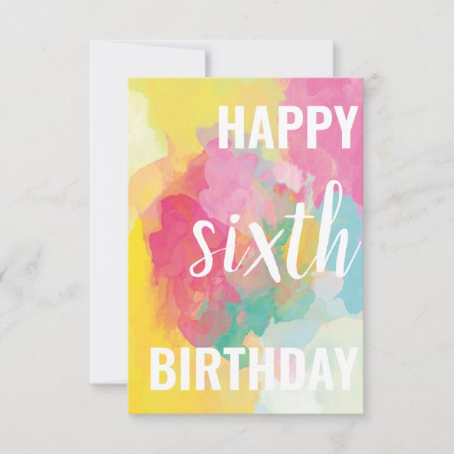 Happy 6th Birthday Card ("Watercolour Gradients") (Front)