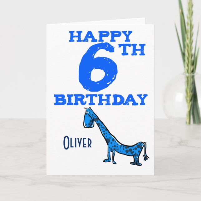 Happy 6th birthday cartoon dinosaur - boys card (Front)