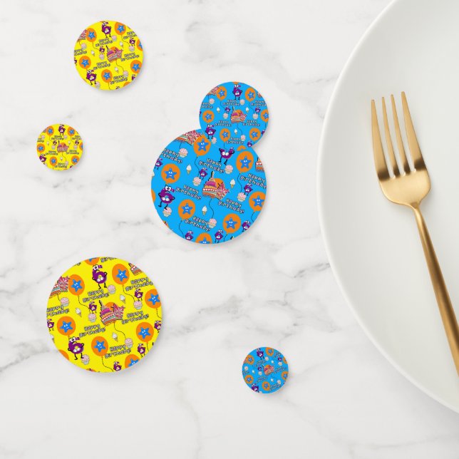 Happy 6th Birthday Confetti, #6 Blue & Yellow Confetti (Group)