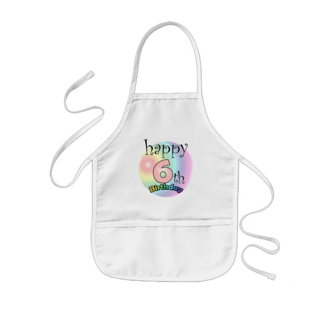 Happy 6th Birthday (pink) Kids' Apron (Front)
