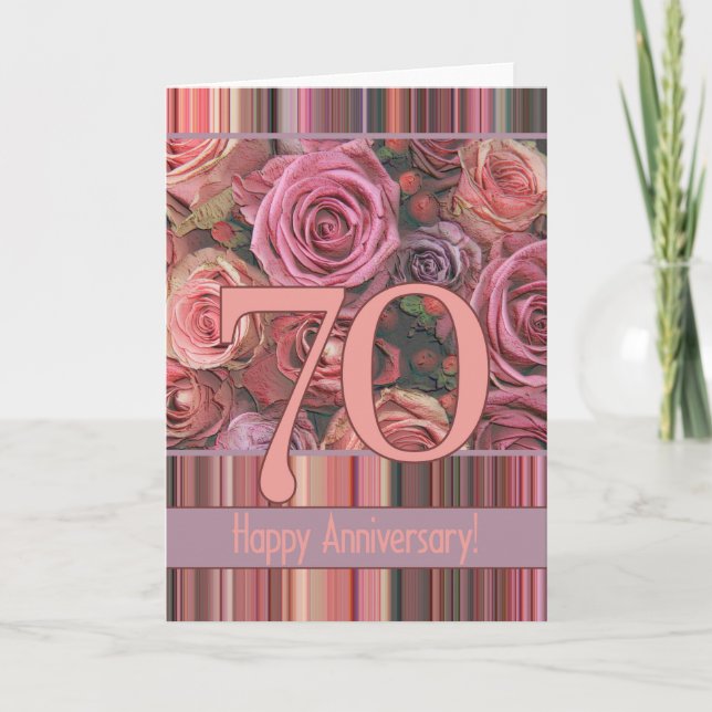 Happy 70th Anniversary roses Card (Front)