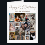 Happy 70th Birthday 15 Multiple Photo  Card<br><div class="desc">Such a fun way to show off some family photos! This puzzle offers a 15 photo collage option. Trendy script font with the saying "Happy Birthday". Easy to use template. Just upload 15 of your favorite photos.</div>