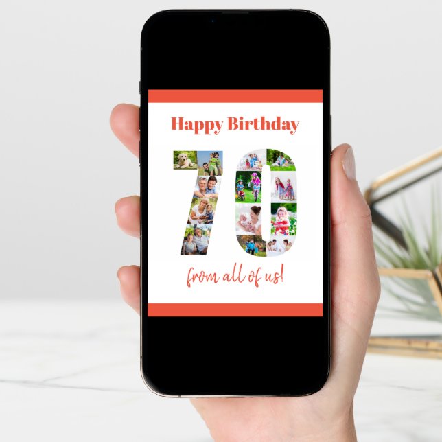 Happy 70th Birthday 70 Number Photo Collage Big (Front Digital)