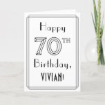 [ Thumbnail: Happy 70th Birthday, Art Deco Style W/ Custom Name Card ]