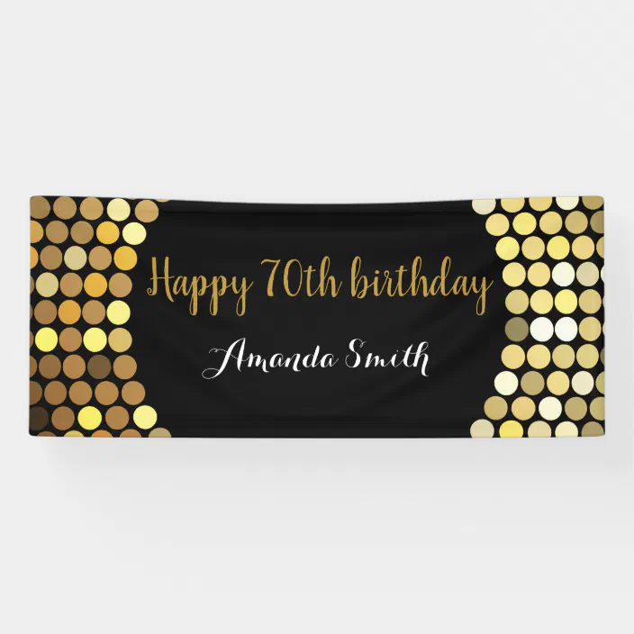Personalised 70th Birthday Custom Banner MADE IN 1949 Golden Glitter #02 Personalised 70th Birthday Custom Banner MADE IN 1949 Golden Glitter #02
