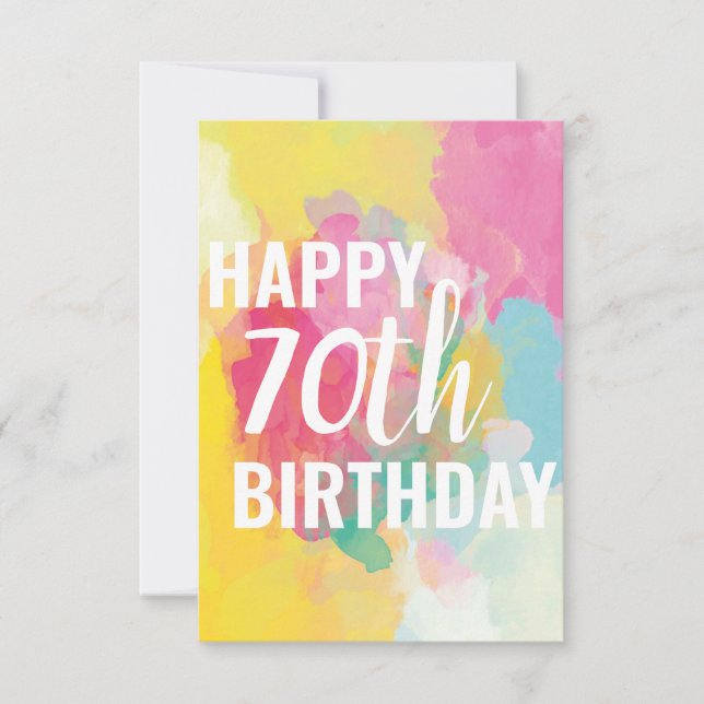 Happy 70th Birthday Card ("Watercolour Gradients") (Front)