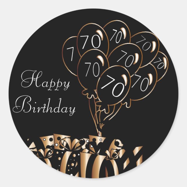 Happy 70th Birthday Classic Round Sticker (Front)