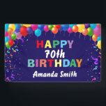 Happy 70th Birthday Colorful Balloons Navy Blue Banner<br><div class="desc">Happy 70th Birthday Colorful Balloons Confetti Navy Blue Banner. For further customization,  please click the "Customize it" button and use our design tool to modify this template.</div>