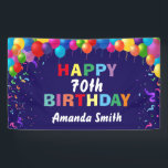 Happy 70th Birthday Colorful Balloons Navy Blue Banner<br><div class="desc">Happy 70th Birthday Colorful Balloons Confetti Navy Blue Banner. For further customization,  please click the "Customize it" button and use our design tool to modify this template.</div>