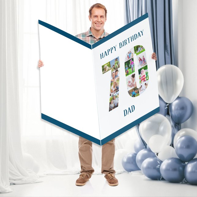 Happy 70th Birthday Dad Number 70 Photo Collage Card (Creator Uploaded)
