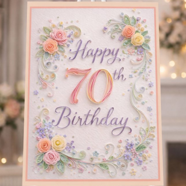 Happy 70th Birthday floral quilling welcome sign (Creator Uploaded)