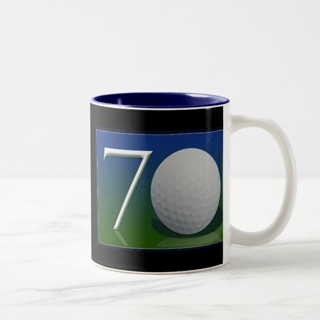 Happy 70th Birthday for golf nut Two-Tone Coffee Mug (Right)