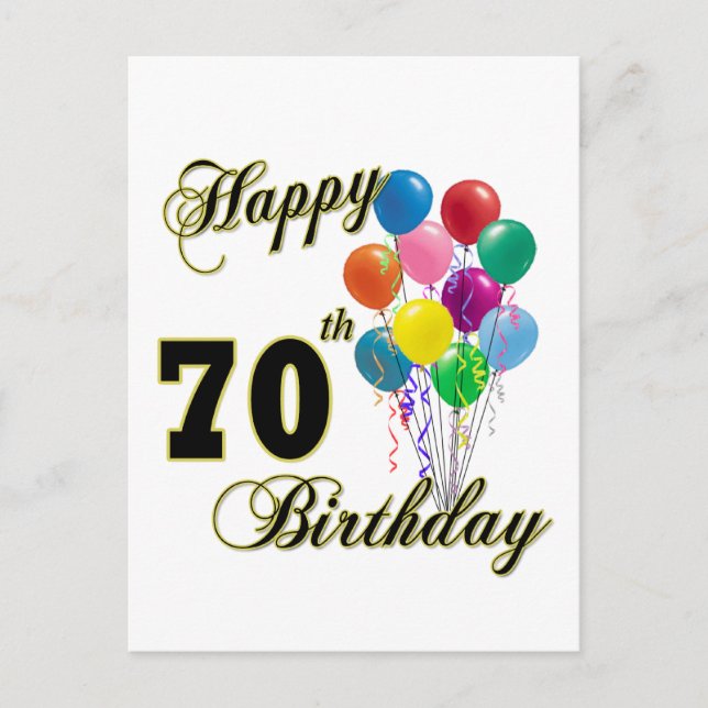 Happy 70th Birthday Gifts and Birthday Apparel Postcard (Front)