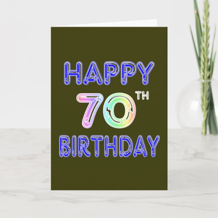 Happy 70th Birthday Gifts in Balloon Font Card | Zazzle.com