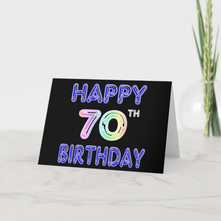 Happy 70th Birthday Gifts in Balloon Font Card | Zazzle.com