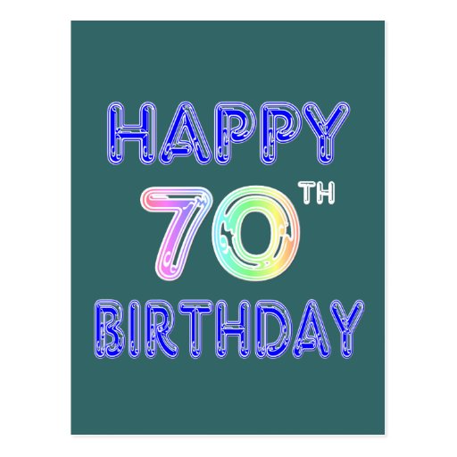 Happy 70th Birthday Gifts in Balloon Font Postcard | Zazzle