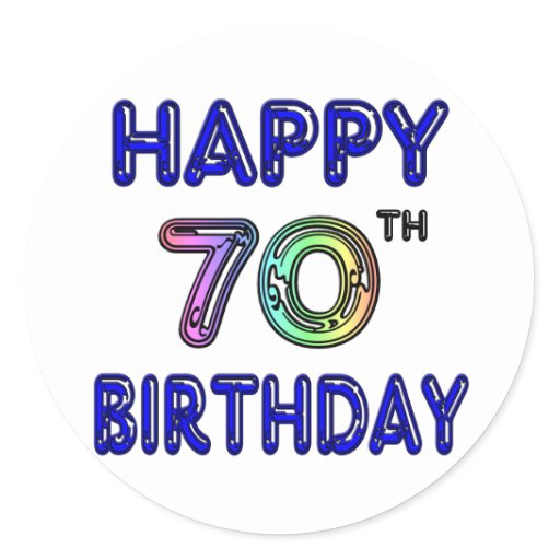 Happy 70th Birthday Gifts in Balloon Font Stickers | Zazzle