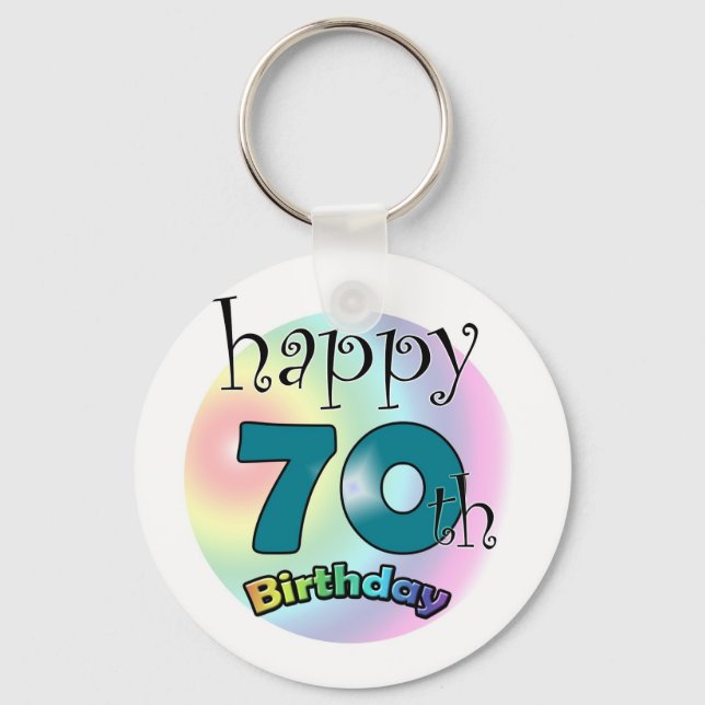 Happy 70th Birthday Keychain (Front)