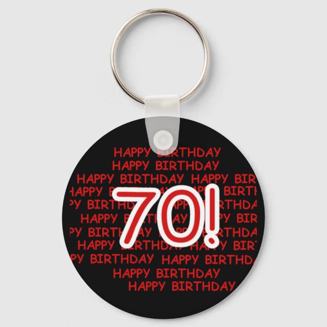 Happy 70th Birthday Keychain (Front)