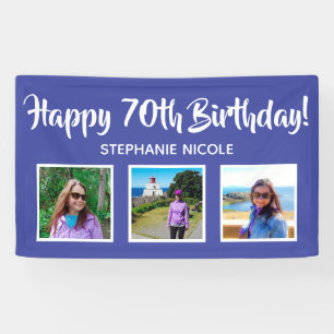 Happy 70th Birthday Lavender Personalized Photos Banner