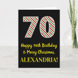 [ Thumbnail: Happy 70th Birthday & Merry Christmas, Custom Name Card ]