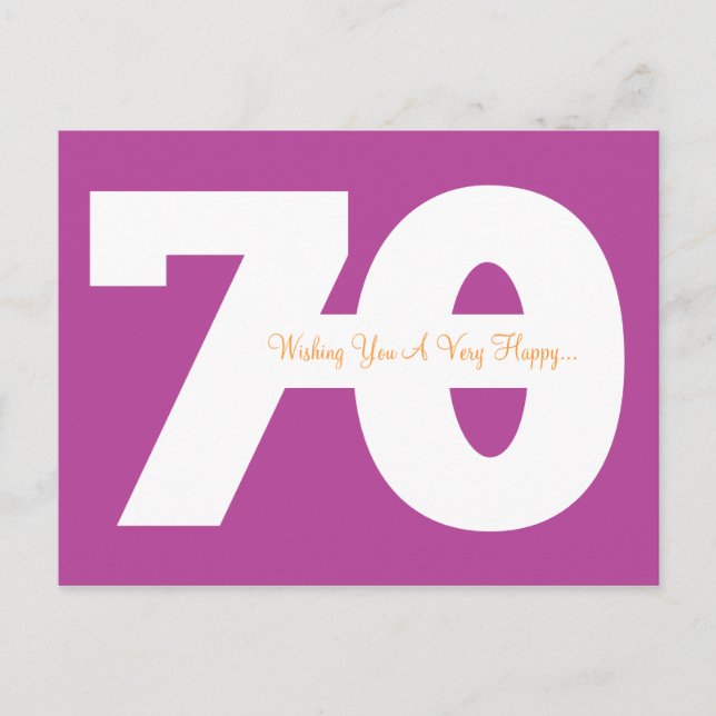 Happy 70th Birthday Milestone Postcards - Magenta (Front)