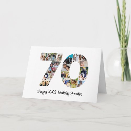 Happy 70th Birthday Number 70 Custom Photo Collage Card