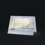 Happy 70th Birthday Ocean Boat Watercolor Card<br><div class="desc">Do you know someone special who loves the sea, the coast and sailing? This original watercolor painting of a yacht rounding Boscawen Point near Penzance in Cornwall is the perfect way to wish them a 'happy 70th birthday' (or change the age). The card shows the yacht boat tacking around the...</div>