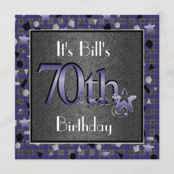 Happy 70th Birthday Party Invitation For Him by PersonalCustom at Zazzle