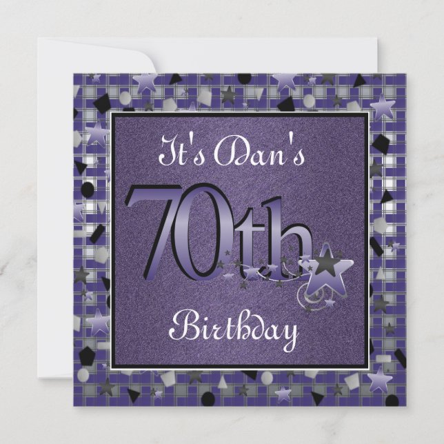 Happy 70th Birthday Party Invitation for Men (Front)