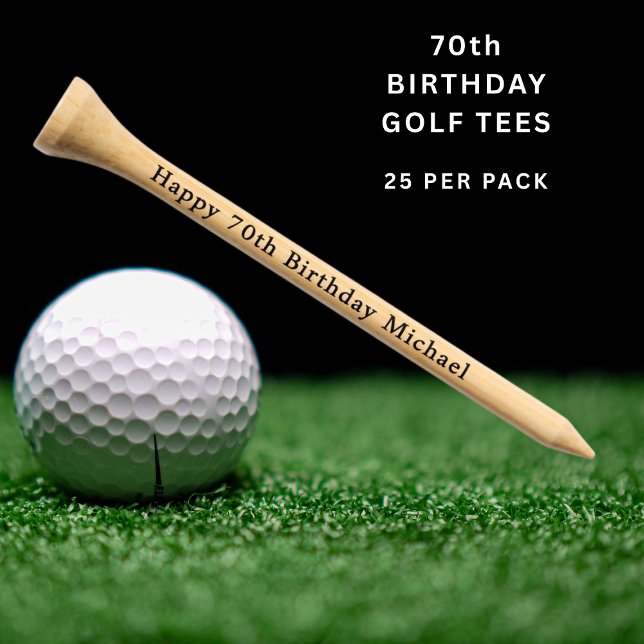 Happy 70th Birthday Personalized Name Custom Golf Tees (Creator Uploaded)