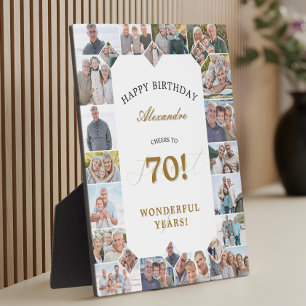 Happy 70th Birthday Personalized Photo Collage Plaque