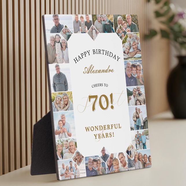 Happy 70th Birthday Personalized Photo Collage Plaque (Happy Birthday Cheers To 70 Years Photo Collage Plaque)