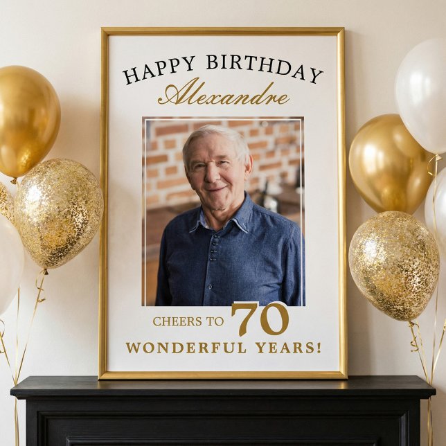 Happy 70th Birthday Personalized Photo Party Sign (Happy 70th Birthday Personalized Photo Party Sign)