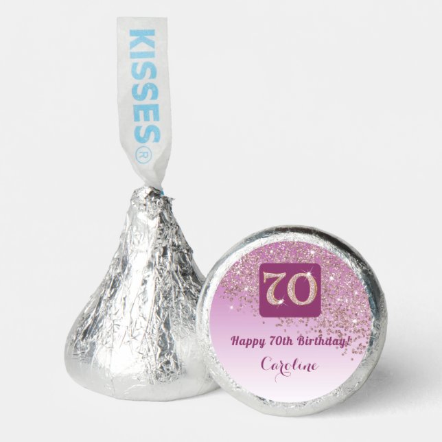 Happy 70th Birthday Rose Gold Glitter Sweet  Hershey®'s Kisses® (Front)