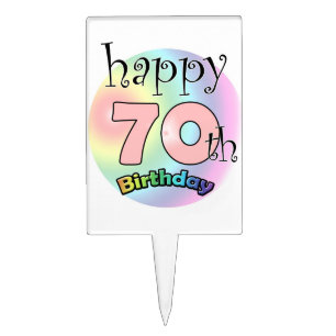 Happy 70th Birthday (roze) Cake Topper