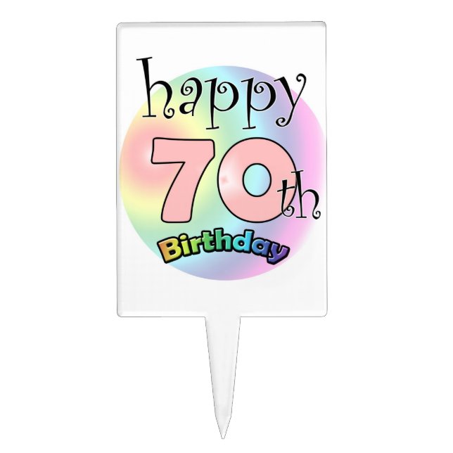 Happy 70th Birthday (roze) Cake Topper (Front)