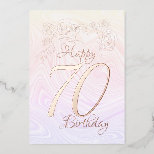 Happy 70th Birthday With Gold Foil Holiday Card
