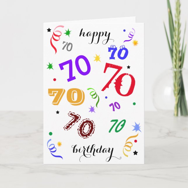 Happy 70th Birthday – Wowza! Folded Greeting Card (Front)